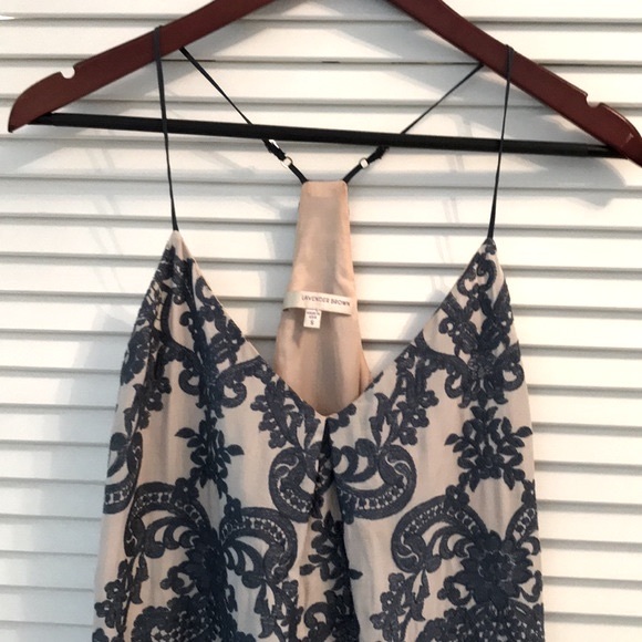 Lavender Brown Blue Paisley Embroidered Dress Size Small EUC - Picture 3 of 11